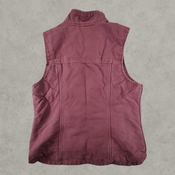 Carhartt Vest Womens Small Burgundy Red Duck Canvas 104224 V26 Sherpa Lined Work - Picture 10 of 10